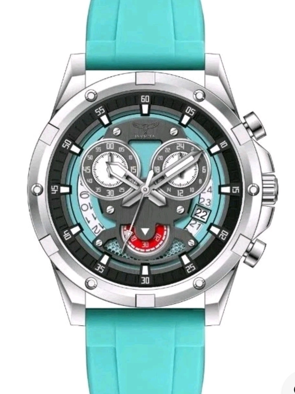 Men's Invicta S1 Rally I Quartz Chronograph 44mm Light Blue Silicone Strap Watch